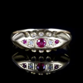 Antique Victorian Ruby Diamond Ring Dated 1892