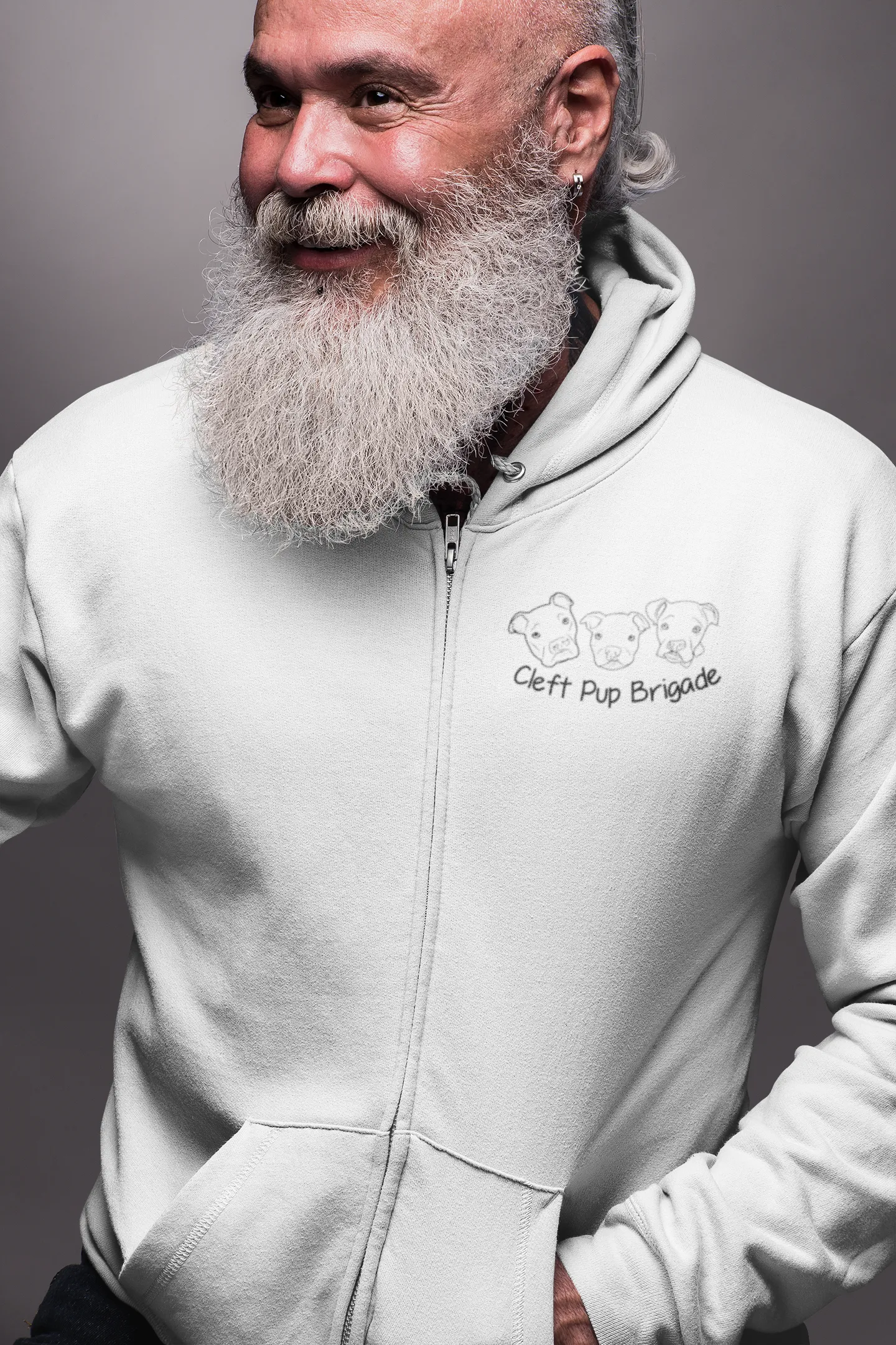 Cleft Pup Brigade Black & White Logo Full-Zip Hoodie (available in several colors)