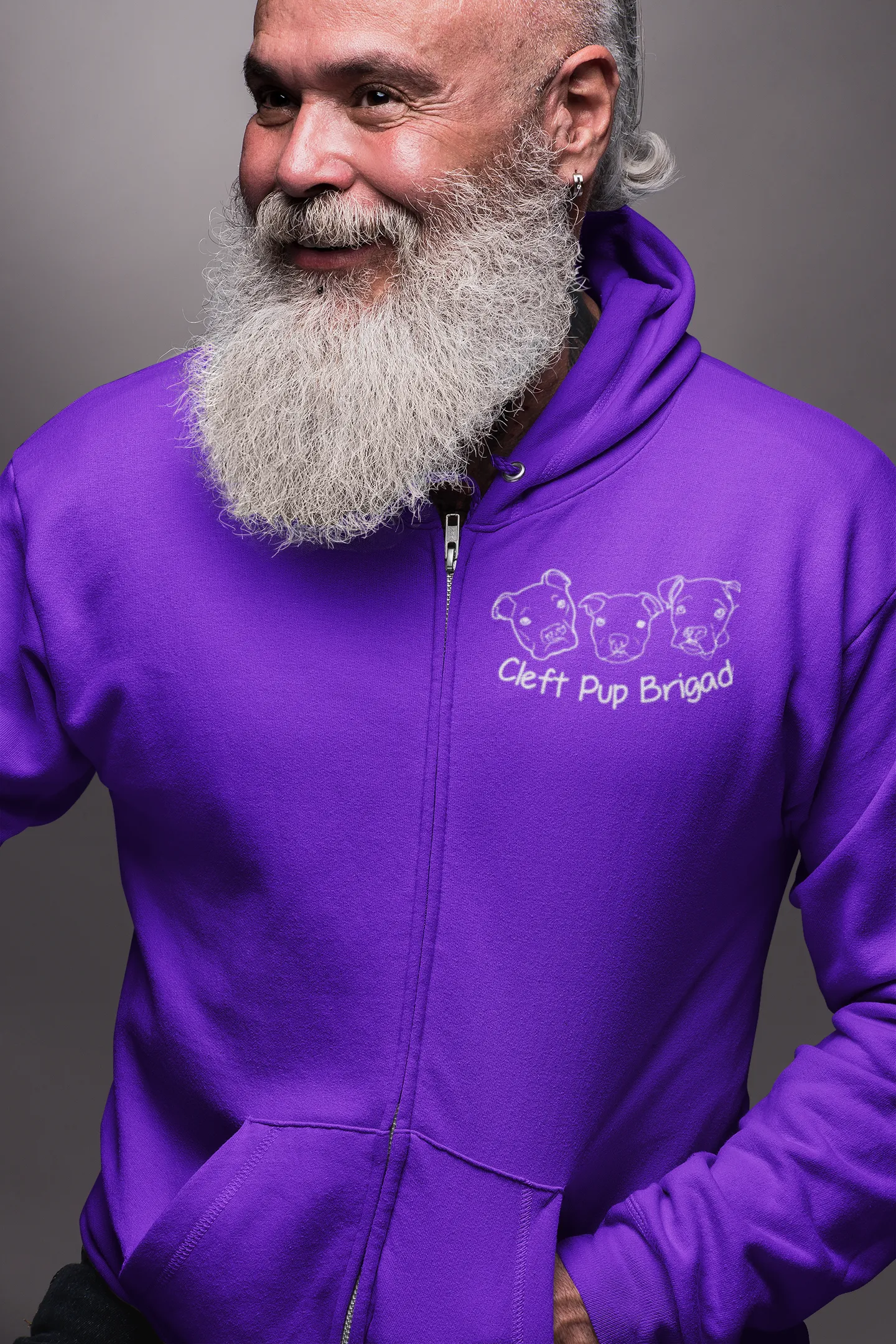 Cleft Pup Brigade Black & White Logo Full-Zip Hoodie (available in several colors)