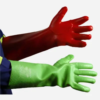 GRANGE PVC MEDIUM WEIGHT REINFORCED GLOVE - RED/GREEN 38CM