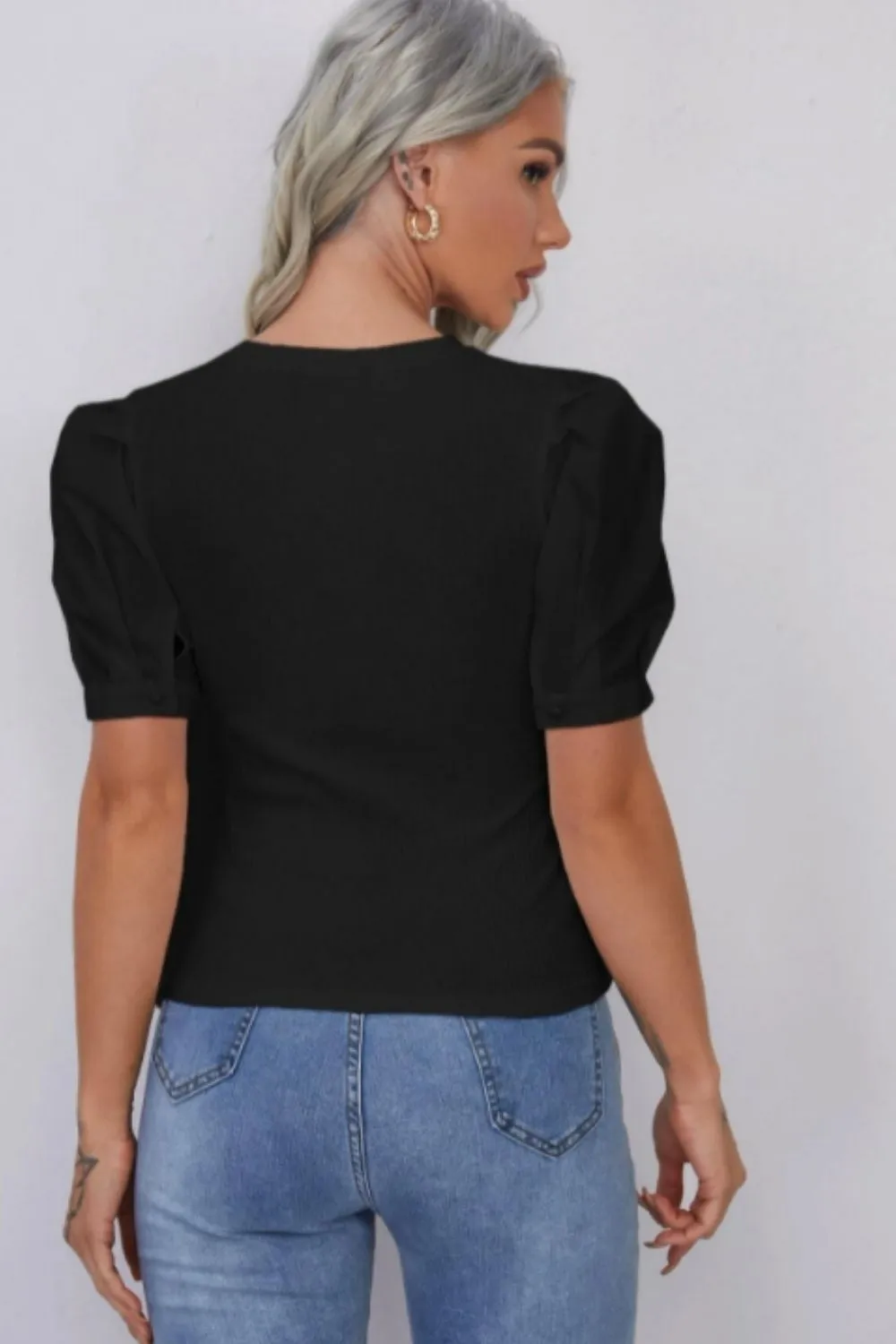 Mock Neck Black Rib Top