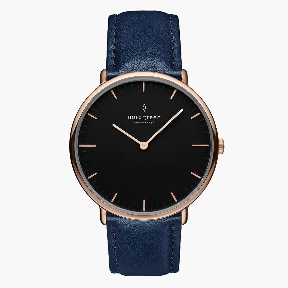 Native | Black Dial - Navy Blue Leather