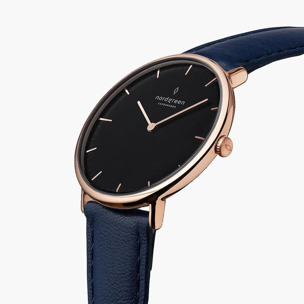 Native | Black Dial - Navy Blue Leather