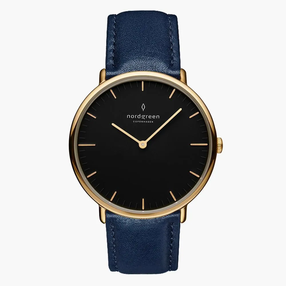 Native | Black Dial - Navy Blue Leather