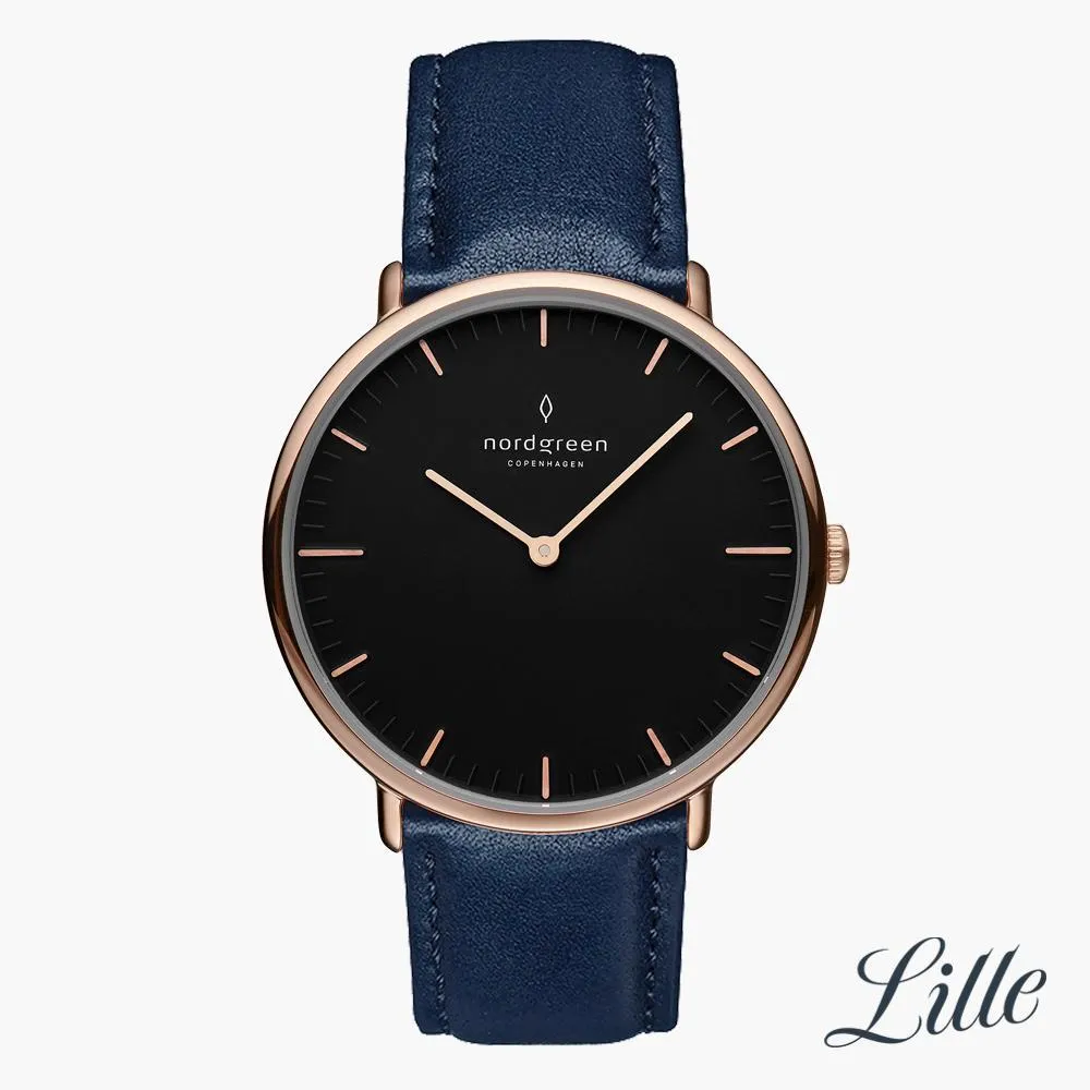 Native | Black Dial - Navy Blue Leather