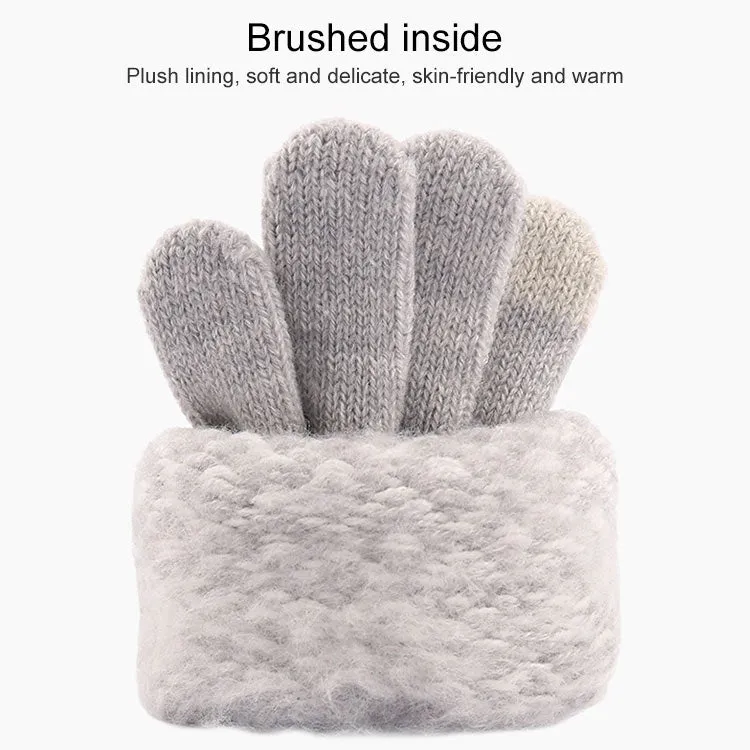 Winter Touch Screen Gloves Women Men Warm Stretch Knit Mittens Imitation Wool Thicken Full Finger Gloves(B-Blue)